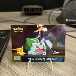 2000 Topps Pokemon TV OR19 The Mystery Menace Foil Blue Logo Orange Islands - Image 1