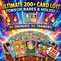 🔥🔥CRAZY DEAL🔥🔥 Pokemon TGC 200 Card Lot RARE HOLO + Free Pokemon Brand Gift! - Image 1