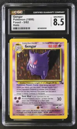 CGC 8.5 Gengar 1999 Fossil 5/62 Holo Pokemon Card - Image 1