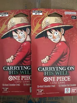 One Piece Card Game OP-13 Carrying on His Will Sleeved Booster Packs - Lot of 2 - Image 1