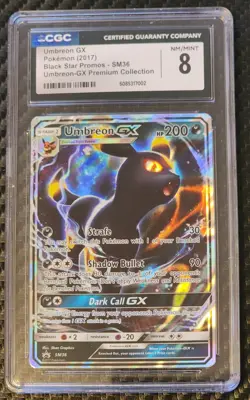 Umbreon GX SM36 Black Star Promo CGC 8 NM/M - Sun & Moon Holo Pokemon Card 2017 - Image 1