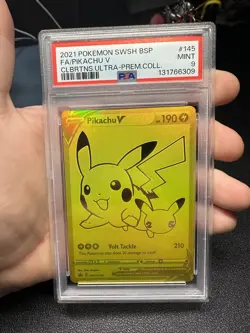 Pokemon Card Pikachu V Gold 25th Celebrations Premium Ccollection SWSH145 PSA 9 - Image 1