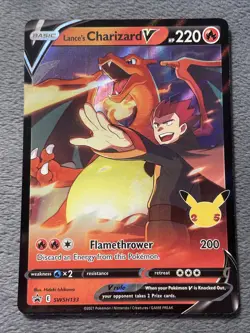 Lance’s Charizard SWSH133 Full Art Holo Promo Pokemon Card Celebrations 25th Ann - Image 1