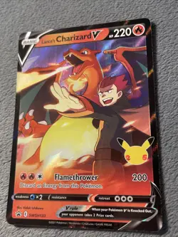 Lance’s Charizard SWSH133 Full Art Holo Promo Pokemon Card Celebrations 25th Ann - Image 4