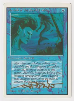 Gold Signed Merfolk of the Pearl Trident MP Unlimited Artist Jeff A. Menges MTG! - Image 1