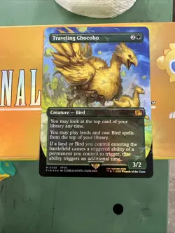 Traveling Chocobo (Borderless) (Chocobo Track Foil) MTG Magic Final Fantasy NEW - Image 1
