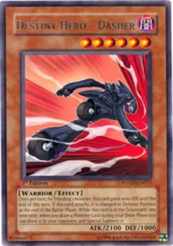 Yugioh! MP Destiny Hero - Dasher - POTD-EN017 - Rare - 1st Edition Moderately Pl - Image 1