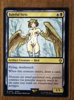 Baleful Strix Altered Art Hand Painted MTG Magic the Gathering Anime Girl - Image 1