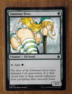 Llanowar Elves Set Altered Art Hand Painted MTG Magic the Gathering Anime Girl - Image 5