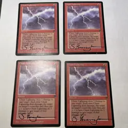 Mtg Chain Lightning Legends Signed Sandra Everingham x4 - Image 1