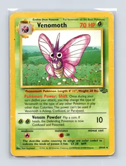 Pokemon TCG Venomoth (29) 29/64 Jungle Unlimited HP - Image 1