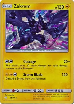 ZEKROM 35/73 SM SHINING LEGENDS POKEMON (HOLO RARE, LP) - Image 1