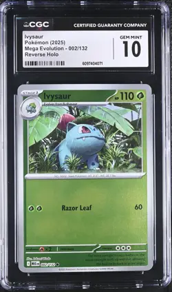 CGC 10 Ivysaur 002/132 Reverse Holo Mega Evolution Pokemon Card - Image 1