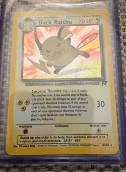 Dark Raichu 83/82 Team Rocket Set Holo Rare SWIRL Pokemon Card VTG Y2k LP - Image 1