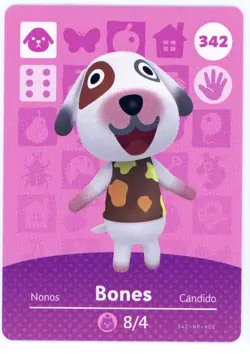 Bones #342 - Amiibo Card - Animal Crossing Series 1 - Authentic Nintendo - Image 1