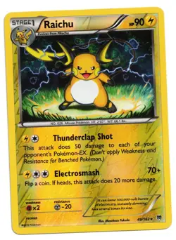 Pokemon Card: Raichu REVERSE HOLO 49/162 XY Breakthrough Set Rare! EX - Image 1