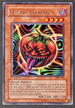 Yugioh TCG Card - 1x Mystic Tomato - MRL-094 - LP - 1st Edition - Vintage Rare - Image 1