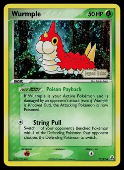 Pokemon Card - Wurmple Legend Maker Stamped 70/92 Common Reverse Holo - Image 1