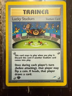 Pokemon Card - Lucky Stadium 1st Edition Neo Destiny 100/105 NM Bill - Image 1