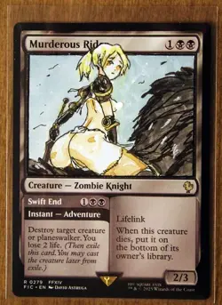 Murderous Rider Altered Art Hand Painted MTG Magic the Gathering Anime Girl - Image 1