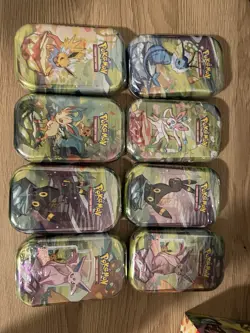 Pokemon TCG Prismatic Evolutions Mini Tin Display Box Full Set of 8 SEALED Tins - Image 4
