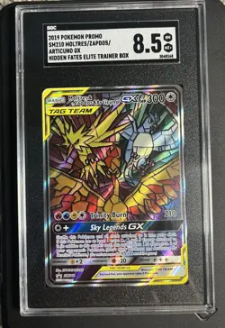 2019 Sun & Moon Pokemon Promo Moltres Zapdos Articuno gx SM210 SGC 8.5 - Image 1