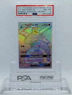 Pokemon BURNING SHADOWS MACHAMP GX #154 SECRET RARE HOLO FOIL PSA 8 NM-MT #* - Image 1