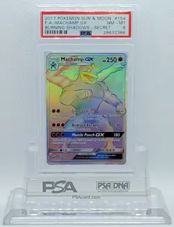 Pokemon BURNING SHADOWS MACHAMP GX #154 SECRET RARE HOLO FOIL PSA 8 NM-MT #* - Image 2