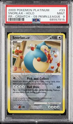 2009 POKEMON PLATINUM RISING RIVALS #33 SNORLAX-HOLO PSA 9 - Image 1