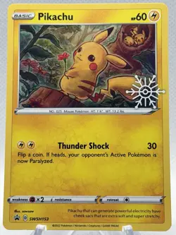 Pikachu SWSH153 - Holiday Calender Promo - Snowflake Stamp Pokemon Card TCG - Image 1