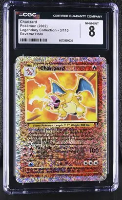 CGC 8 Charizard 2002 Legendary (Collection) 3/110 Reverse Holo Pokemon Card - Image 1