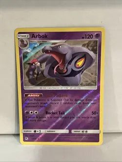 POKEMON ARBOK 27/68 RARE REVERSE HOLOFOIL HIDDEN FATES NM CARD - Image 1