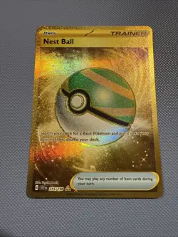 Pokemon TCG SV01 Scarlet & Violet Base Set Nest Ball 255/198 Gold Holo Card - Image 1