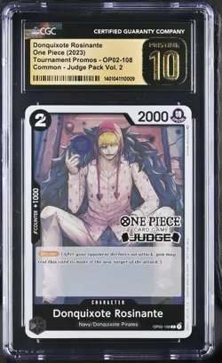 One Piece TCG Donquixote Rosinante JUDGE Card (OP02-108) *CGC Pristine 10* - Image 1