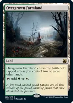 1 x Overgrown Farmland - Foil - Innistrad: Midnight Hunt - Moderate Play - MTG - Image 1