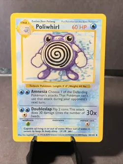 Pokemon TCG Poliwhirl Uncommon Base Set Shadowless #038/102 VTG WOTC 1999 - Image 1