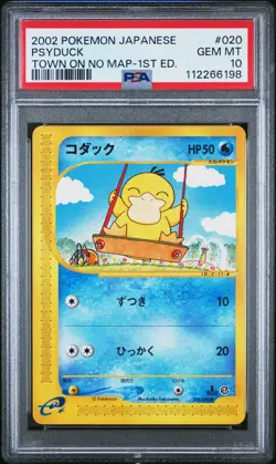 2002 POKEMON JPN THE TOWN ON NO MAP 1ST ED #020 PSYDUCK PSA 10 - Image 1