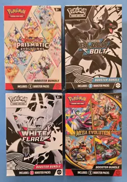 Pokemon Prismatic Evolutions Black Bolt White Flare Mega Evolutions Booster... - Image 1