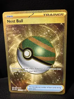 Pokemon TCG Nest Ball 255/198 S&V Scarlet & Violet Gold Secret Rare Trainer NM - Image 1