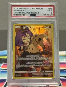 2019 POKEMON SUN & MOON COSMIC ECLIPSE SECRET #245 FULL ART/MIMIKYU PSA 9 - Image 1