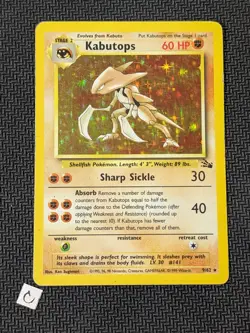 Kabutops 9/62 - Fossil Unlimited Holo Rare WOTC Pokemon TCG HP - Image 1