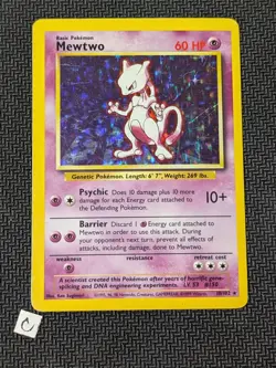 Mewtwo 10/102 - Base Set Holo Unlimited Holo Rare Pokemon TCG MP - Image 1