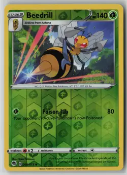 Beedrill 004/073 Pokemon Champion's Path Reverse Holo Card Near Mint (NM) 2 - Image 1