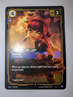 Annie Stubborn Riftbound Origins TCG Card NM Proving Grounds Exclusive - Image 1