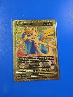 Pokemon Gold Foil Fan Art Card ZACIAN V 220HP 138/202 - Image 1