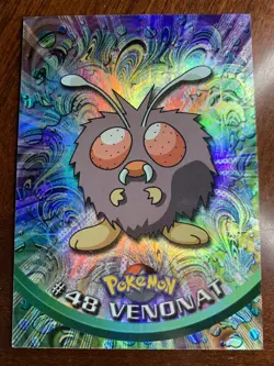 1999 Topps Pokemon TV #48 Venonat Rainbow Foil Black Logo - Image 1