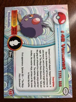 1999 Topps Pokemon TV #48 Venonat Rainbow Foil Black Logo - Image 2