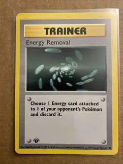 Pokemon TCG Energy Removal Base Set 92/102 1st Edition Never Played Near Mint - Image 1