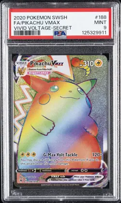 2020 POKEMON SWORD & SHIELD VIVID VOLTAGE SECRET FULL ART/PIKACHU VMAX PSA 9 - Image 1