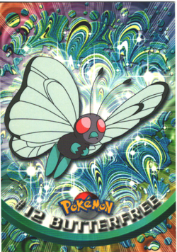 BUTTERFREE # 12 Blue Logo 1st Print - 1999 Pokemon Topps TV Animation Series 1 - Image 1